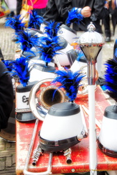Blue-feathered hats
